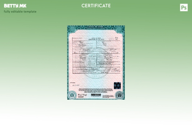 Модерен стил, шаблон за извод од матичната книга на родените во државата Јута во